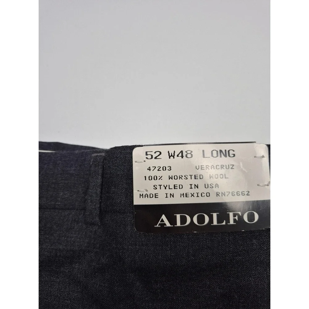 Adolfo Suit Mens 52 Long Gray 100% Wool Veracruz 2 Piece 48x36 Mexico NWT FLAW